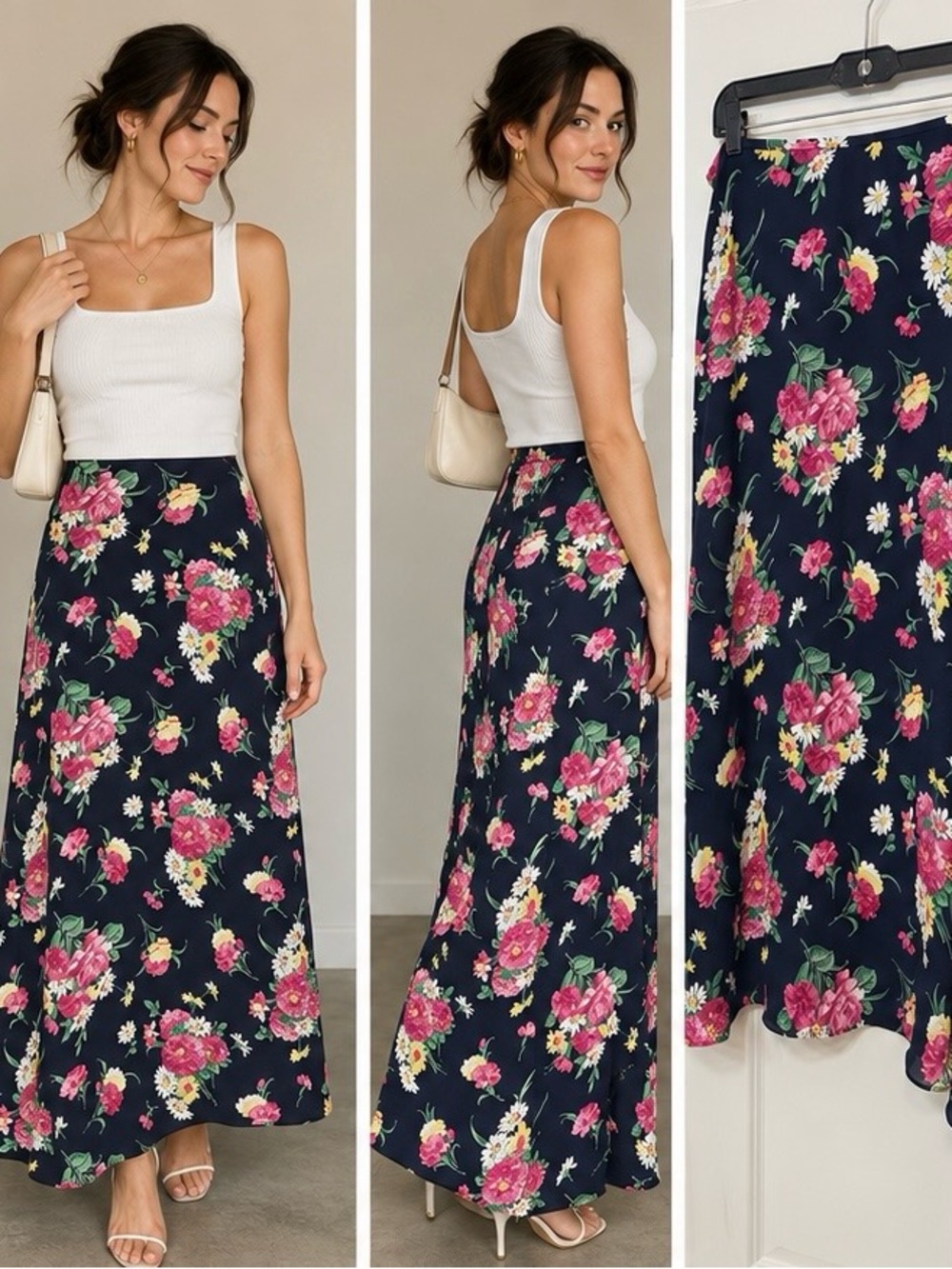 Lauren Ralph Lauren 100% Silk Floral Maxi Skirt Size 12